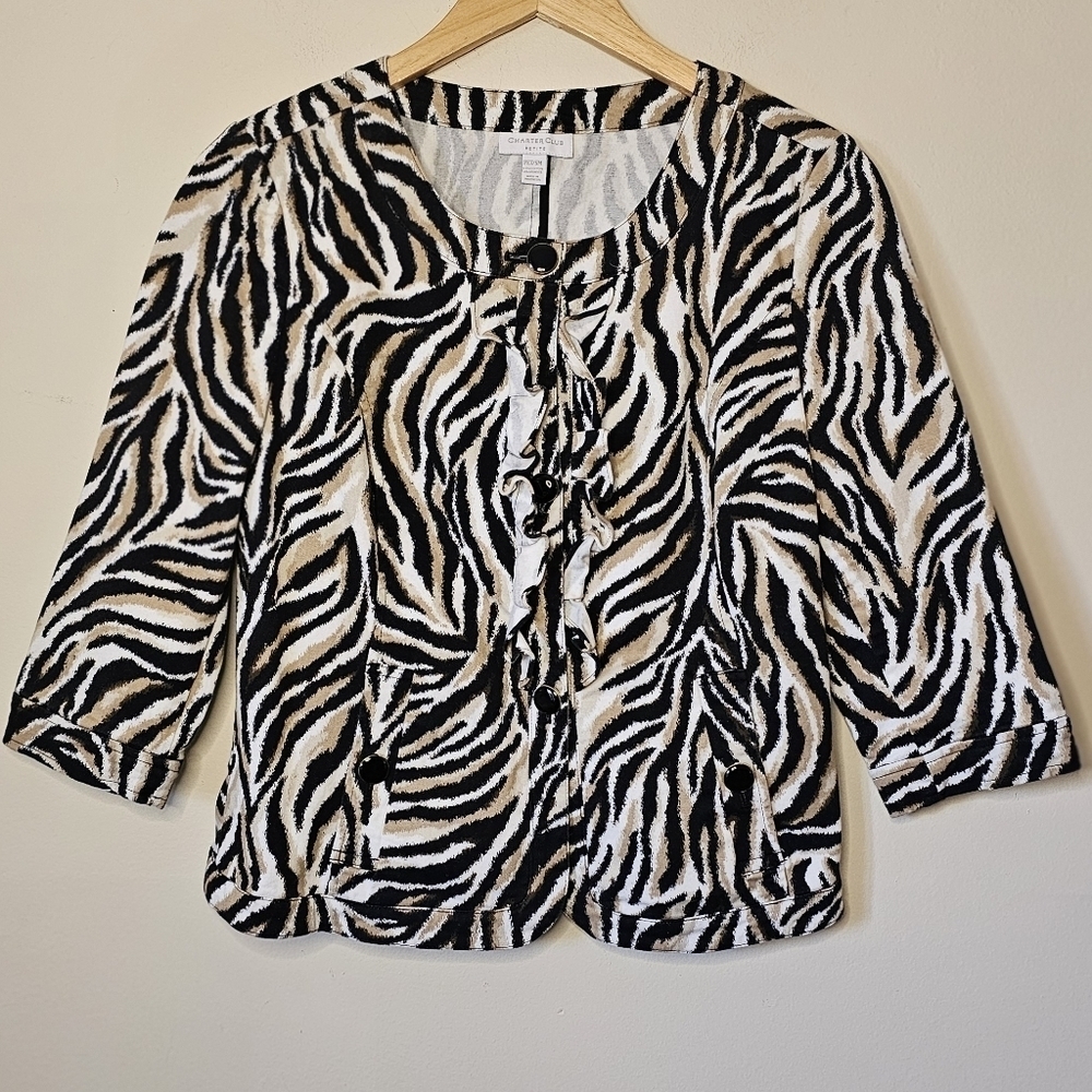 Charter Club Animal Print Jacket Size Petite Small - Picture 2 of 6